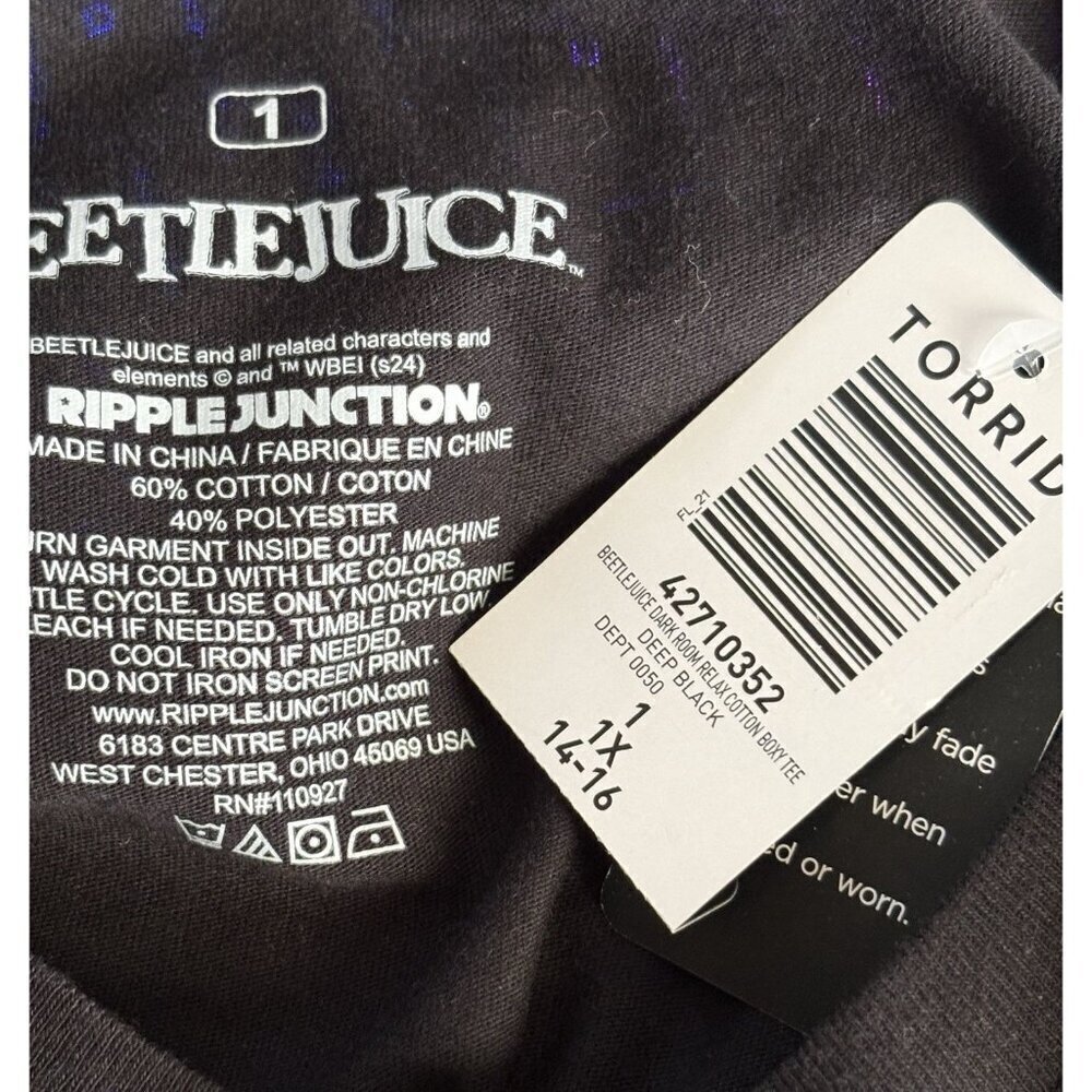 Ripple Junction 1/XL Black Beetlejuice My Dark Room Graphic Short Sleeve Tee - Picture 6 of 6